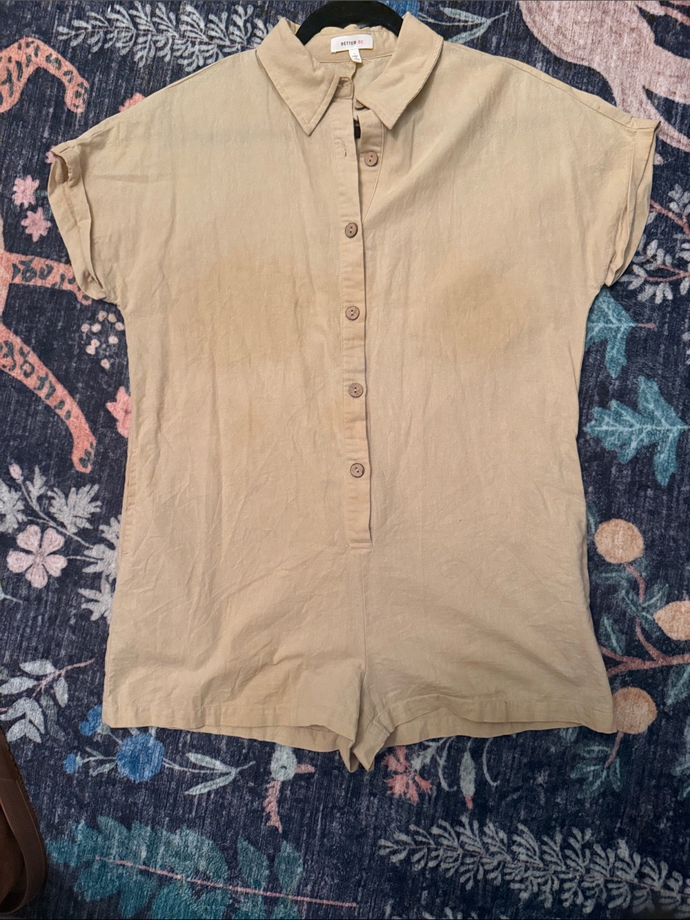 Better Be Tan Button-Neck Short Sleeve Top